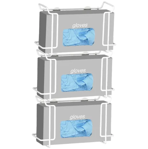R&B Wire Triple Wire Glove Box Dispenser, White